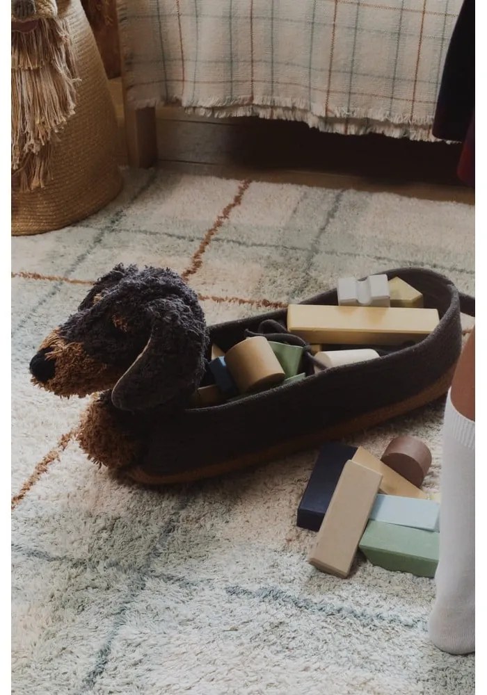 Tmavohnedý látkový detský kôš na hračky 59x16x23 cm Sparky – Lorena Canals