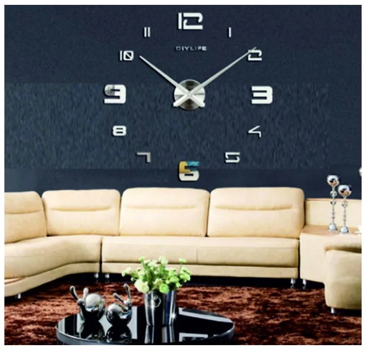 Moderné nalepovacie nástenné hodiny | 3D hodiny 12S021 Wall clock HEU+