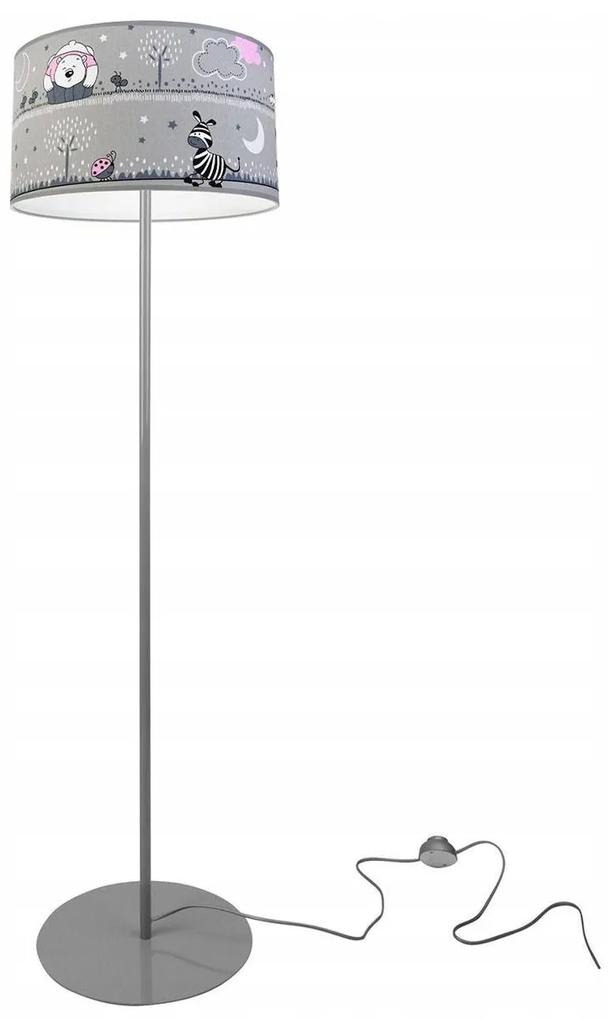 Detská Stojacia lampa Ladybird, 1x textilné tienidlo so vzorom, (výber z 2 farieb konštrukcie), o