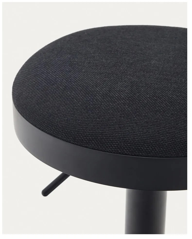 Čierne čalúnené barové stoličky v súprave s nastaviteľnou výškou 2 ks (výška sedadla 53,5 cm) Zaib – Kave Home