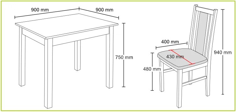 Nabytekmorava Jedálenský set Brooklyn pre 4 osoby, stôl 90x90 cm farba lamina: dub sonoma 325, čalúnenie vo farbe: SCALA cappuccino 20