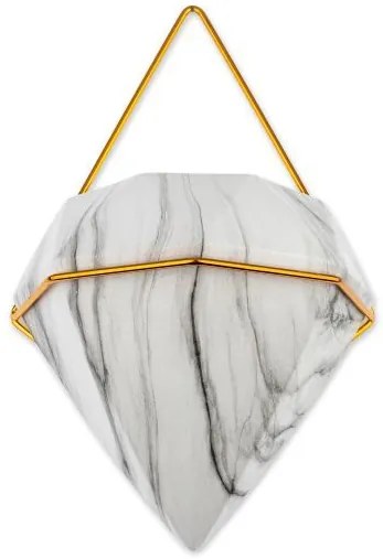 NÁSTENNÝ KERAMICKÝ KVETINÁČ SEMELA SADA 2KS 23X20X11,5 CM+14X10X6 CM BIELA/ZLATÁ