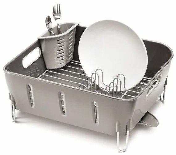 Plastový odkvapkávač na riad Compact, sivá