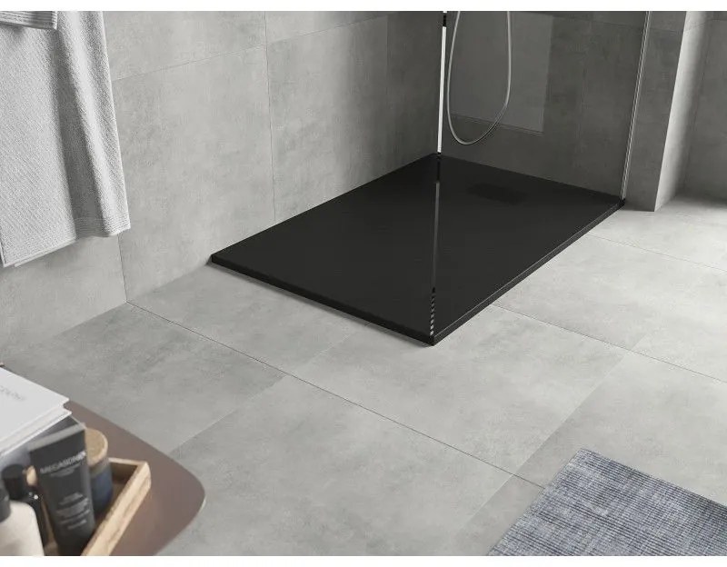 Mexen Hugo, obdĺžniková sprchová vanička SMC 130 x 80 cm, čierna, čierna krytka, 42708013-B