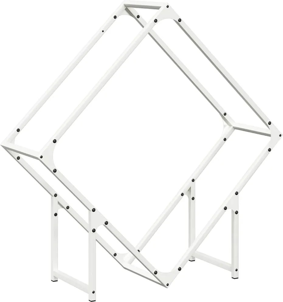 vidaXL Stojan na palivové drevo biely oceľ valcovaná za studena