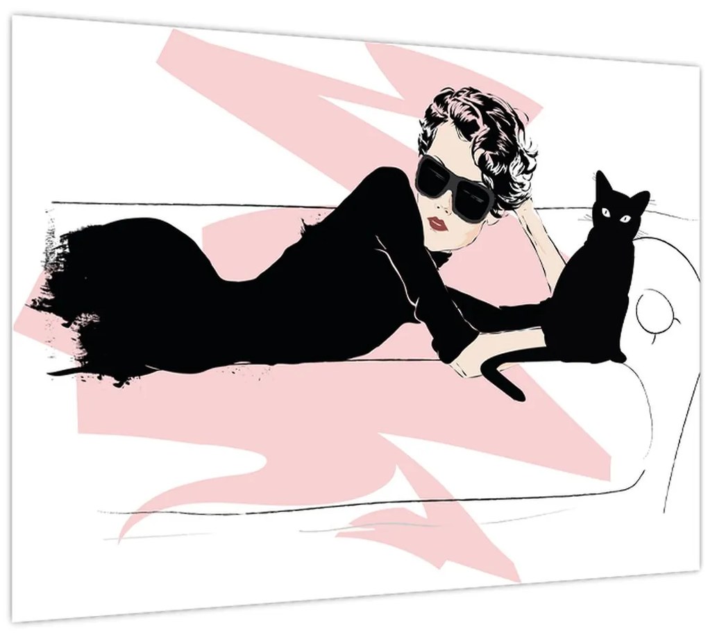 Sklenený obraz - Fashion lady (70x50 cm)