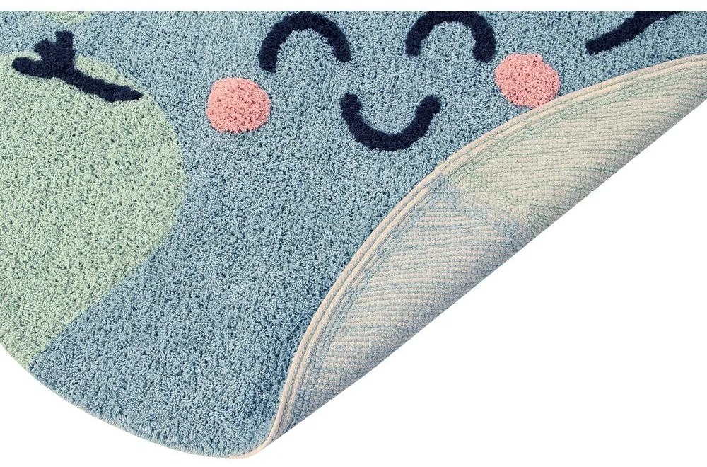 Modrý prateľný ručne tkaný bavlnený detský koberec ø100 cm Big Big World – Lorena Canals