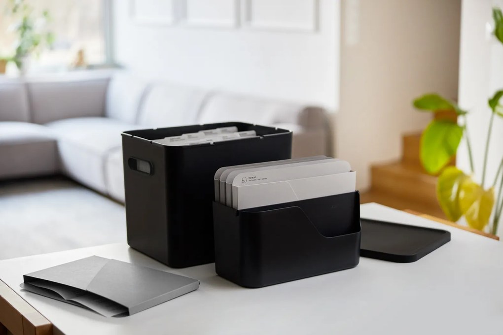 Rotho Úložný box na dokumenty na archiváciu + 10 závesných zakladačov, myPAPER BOX – čierny