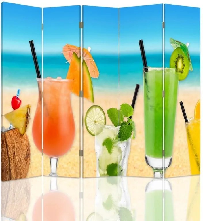 CARO Paraván - Drinks On The Beach | päťdielny | obojstranný 180x150 cm