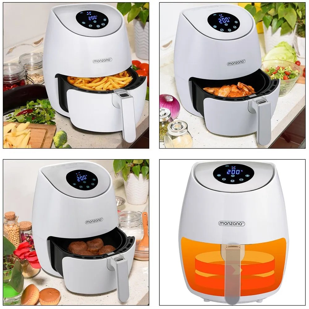 InternetovaZahrada Teplovzdušná fritéza FRYER 1 white – 9 v 1 s dotykovým displejom 1485 W 3,6 l