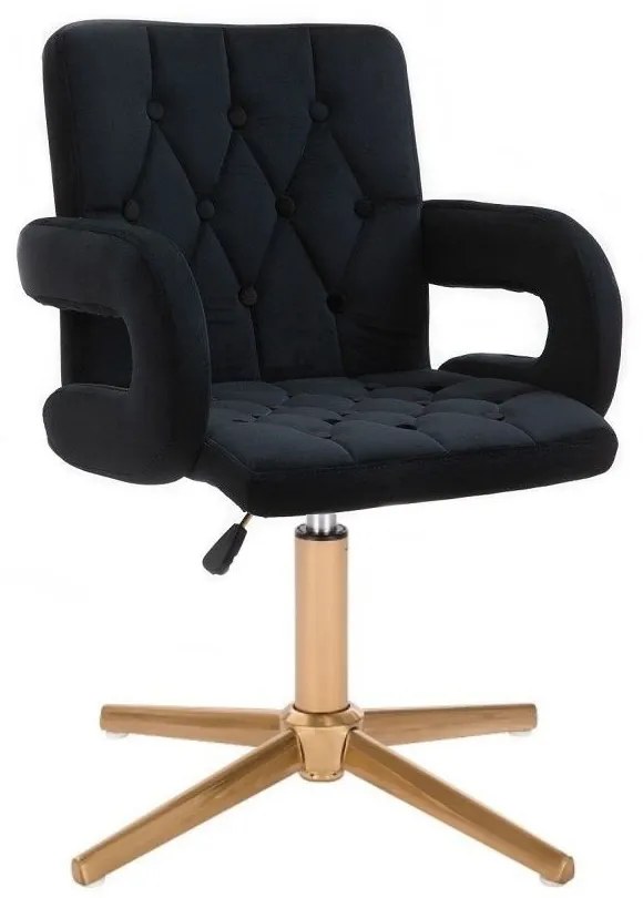 LuxuryForm DESIGN Stolička BOSTON VELUR na zlatom kríži - čierna