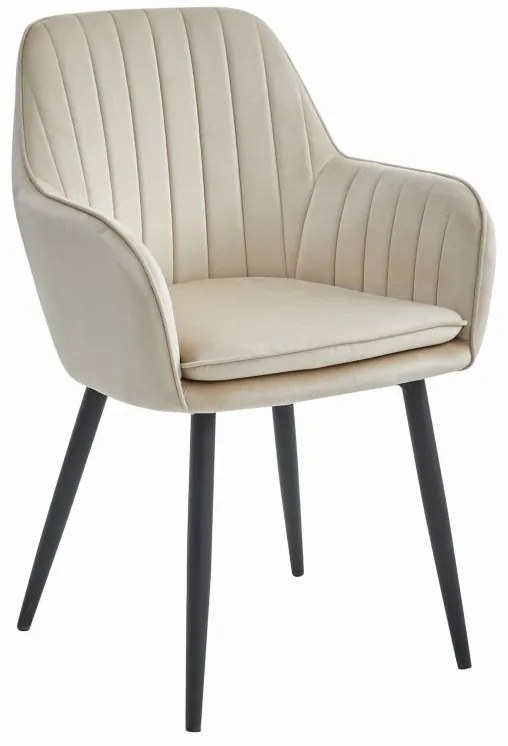 Stolička LUGO - béžový zamat / čierne nohy