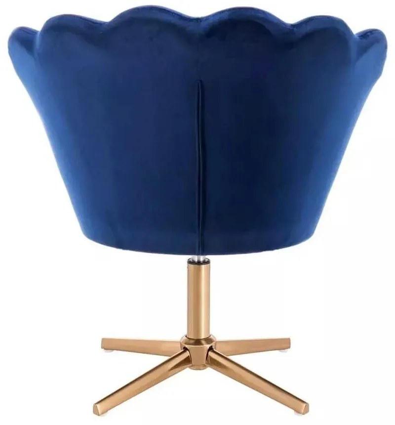 LuxuryForm DESIGN Kreslo FREY VELUR na zlatom kríži - modré