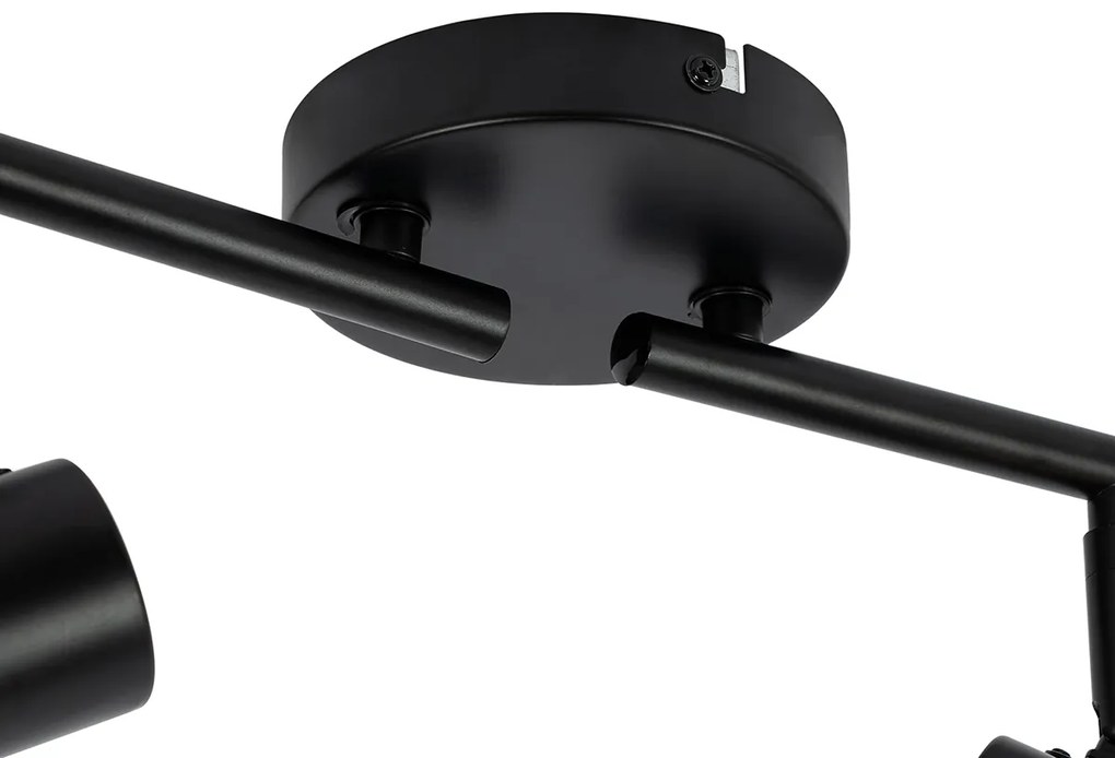 Stropné bodové svetlo čierne s dymovým sklom 4-žiarovkové nastaviteľné - Laura