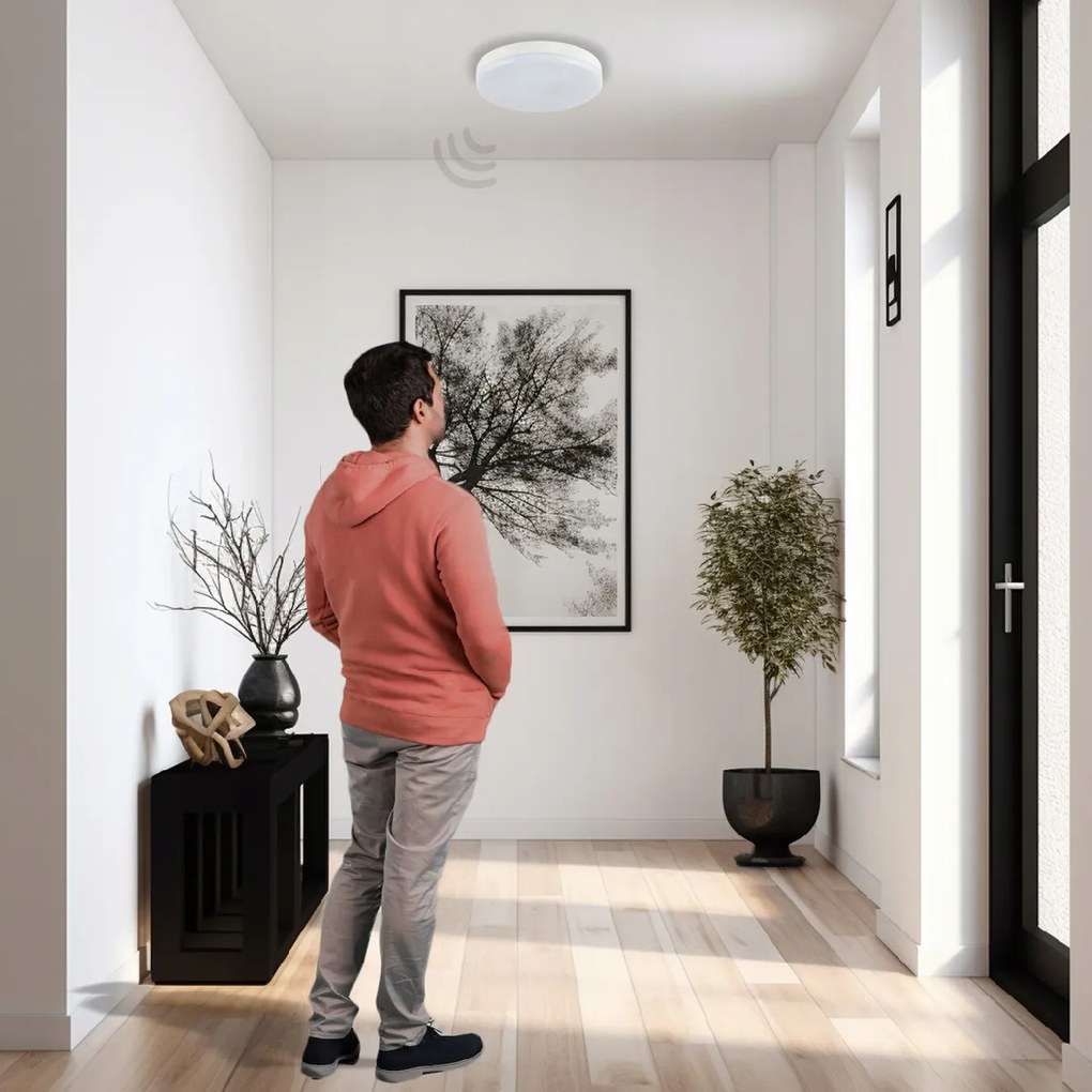 BERGE LED stropné svietidlo s pohybovým senzorom 15W - IP40 - neutrálna farba