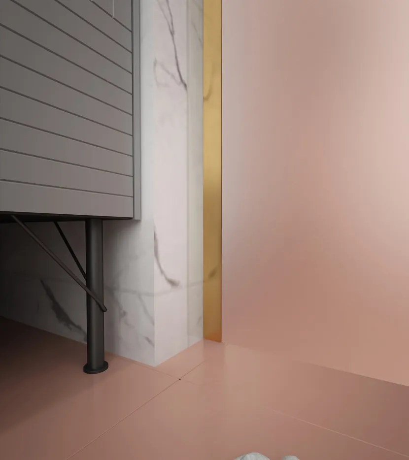 Erga Paris, sprchová zástena Walk-In 100x200 cm, 8mm sklo námraza, zlatý matný profil, ERG-V02-PARIS-100x200-FR-GB