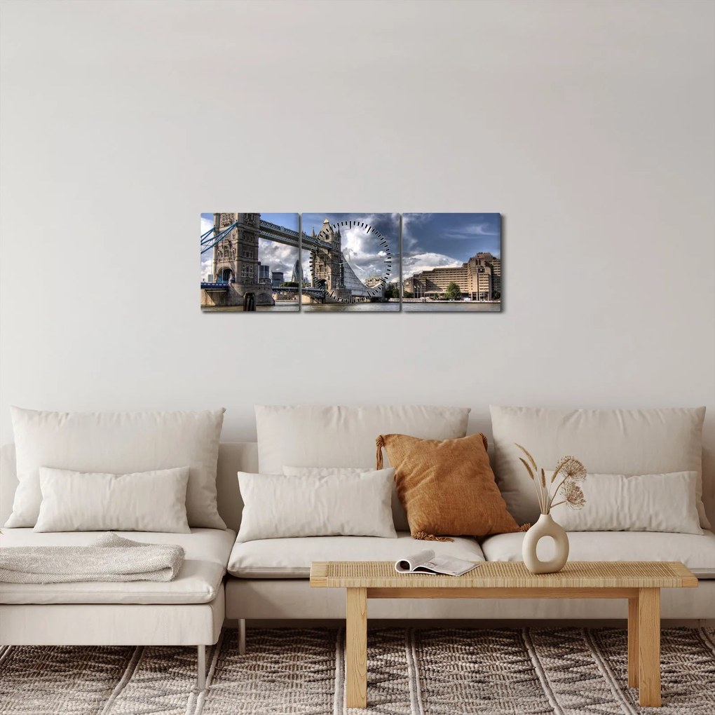 Obraz - Tower Bridge v Londýne (s hodinami) (90x30 cm)