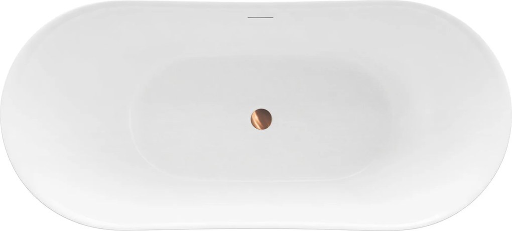 Rea Ferrano Slim, voľne stojaca vaňa 170x73 cm, biela, zlatý matný click-clack, KPL-W7330