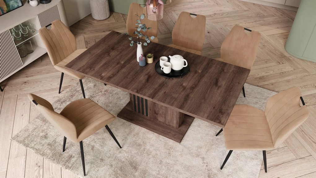 LEONEL Hnedý dub – MODERNÝ ROZKLADACÍ STÔL AŽ DO 180 cm!