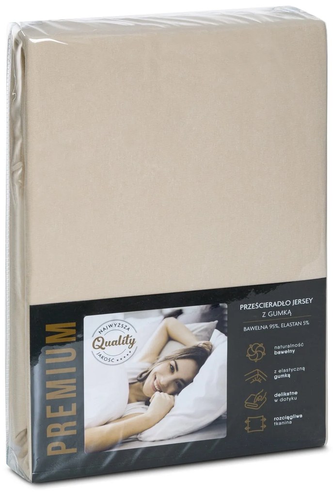 JERSEY PRESTIERADLO JERS4 180X200 CM, VÝŠKA 30 CM BÉŽOVÉ