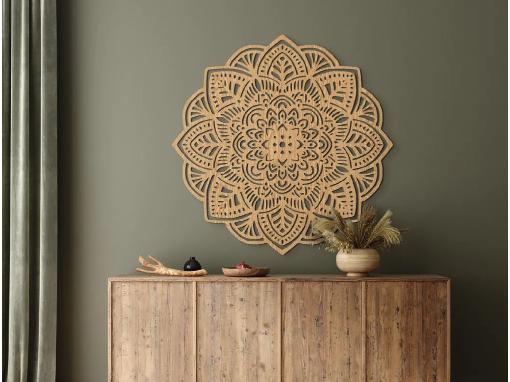 drevko Drevená mandala Šťastie Rozmer obrazu: 115 x 115 cm, Farba dekorácie: Čierna