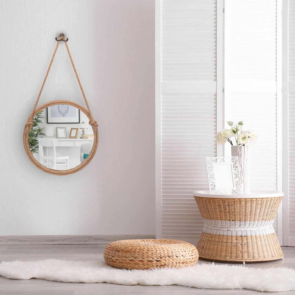 Rea Tutumi, okrúhle zrkadlo na lane 60 cm MW9901-60, hnedá, HOM-06334