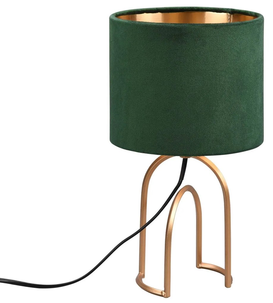 Stolová lampa Grace, Ø 18 cm, tmavozelená/zlatá