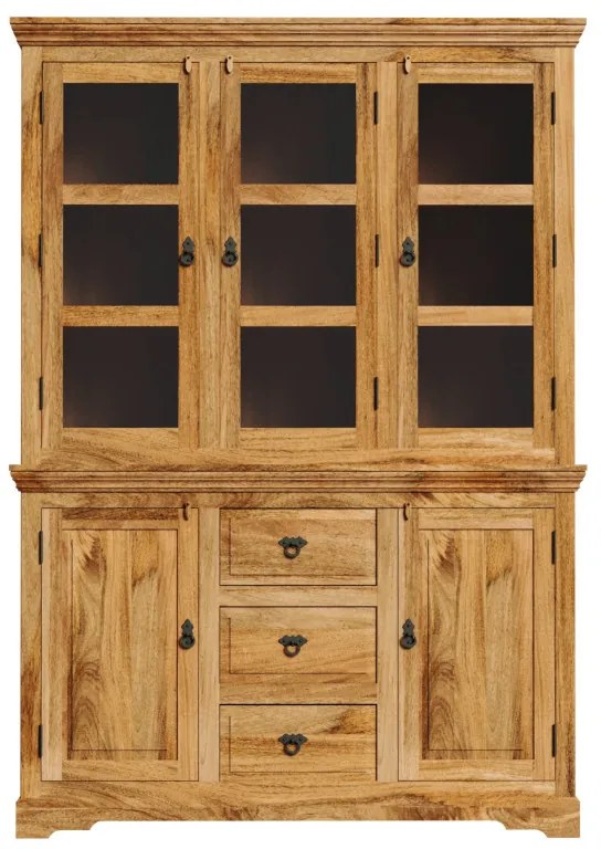 Vitrína Guru 140x200x45 z mangového dreva Mango natural