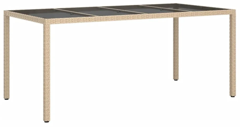 vidaXL Záhradný stôl béžový 190x90x75 cm tvrdené sklo a polyratan