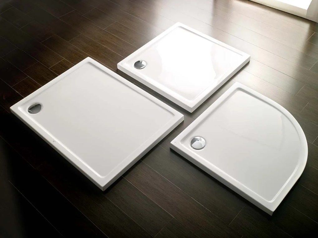 Rea Savoy, sprchová vanička 90x90x6 cm + sifón s medenou krytkou, biela lesklá, KPL-01907