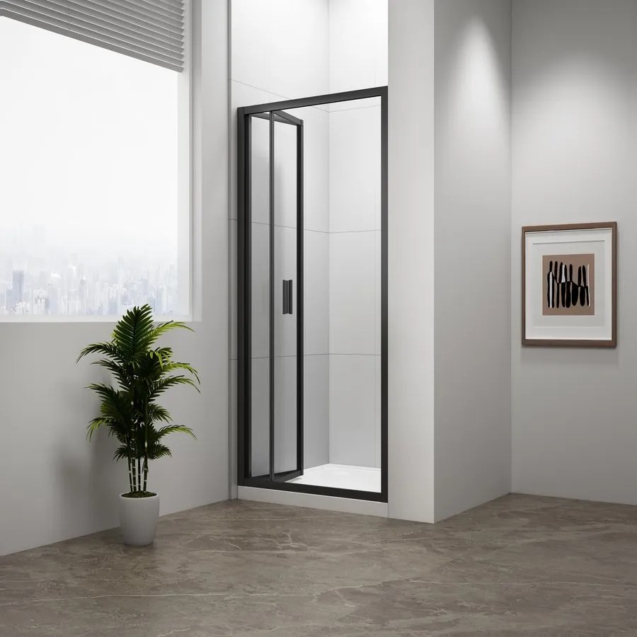 Polysan Polysan, EASY BLACK obdĺžniková sprchová zástena 900x800mm, číre sklo, EL5315B