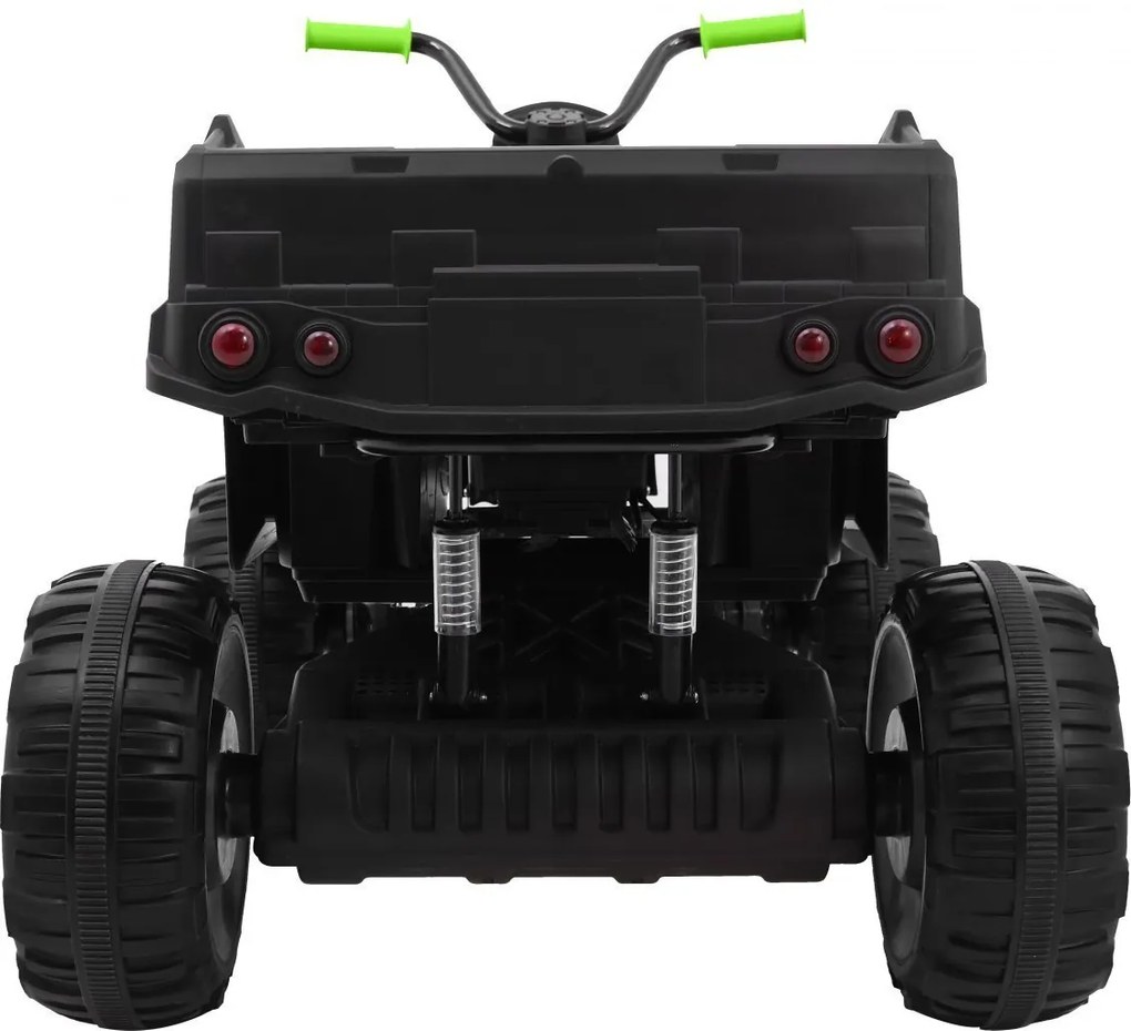Ramiz Štvorkolka XL ATV 2,4 GHz na batérie pre deti čierna/zelená + diaľkové ovládanie + pohon 4x4 + nosič batožiny + pomalý štart + EVA + LED audio