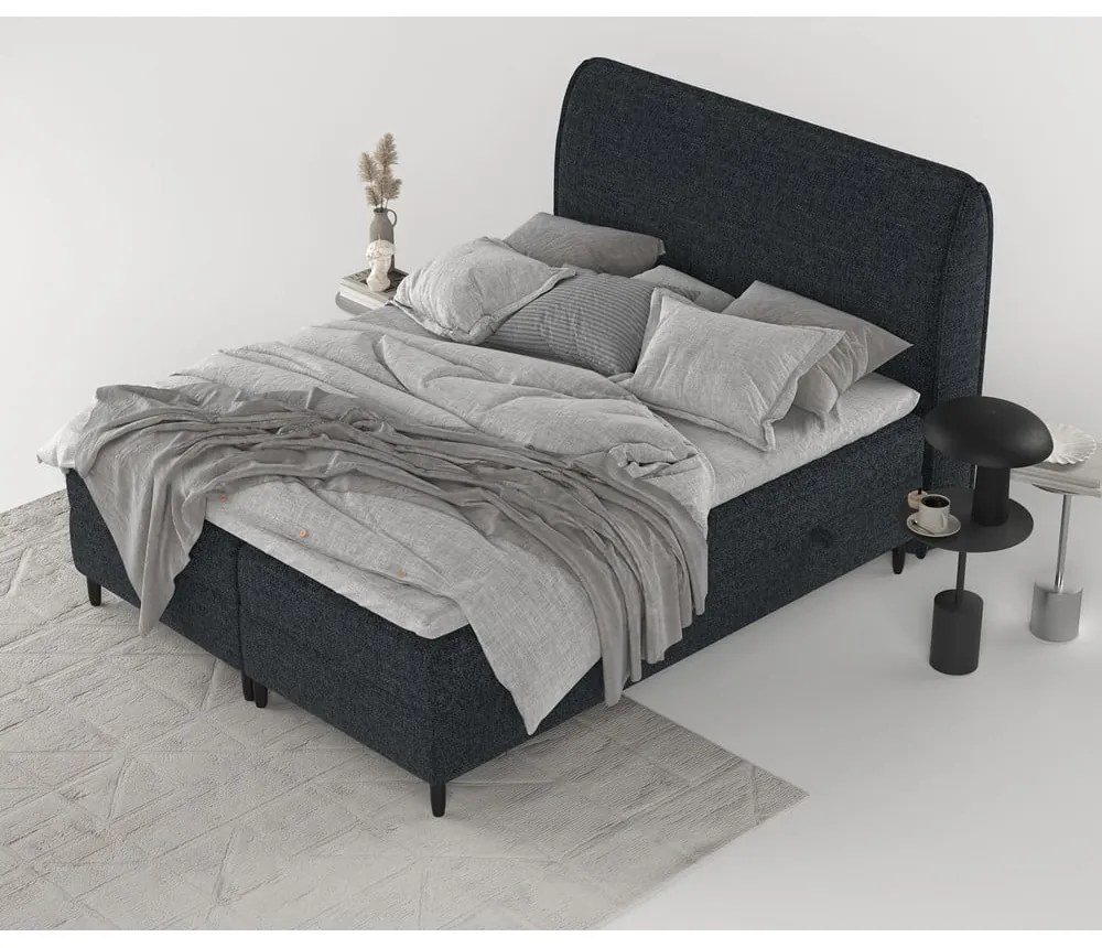 Čierna boxspring posteľ s úložným priestorom 200x200 cm Melba – Maison de Rêve
