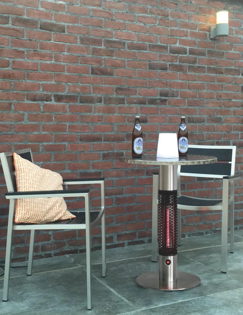 Vyhrievaný terasový stôl s infražiaričom, 1500 W, Ø 600 mm, nerezový