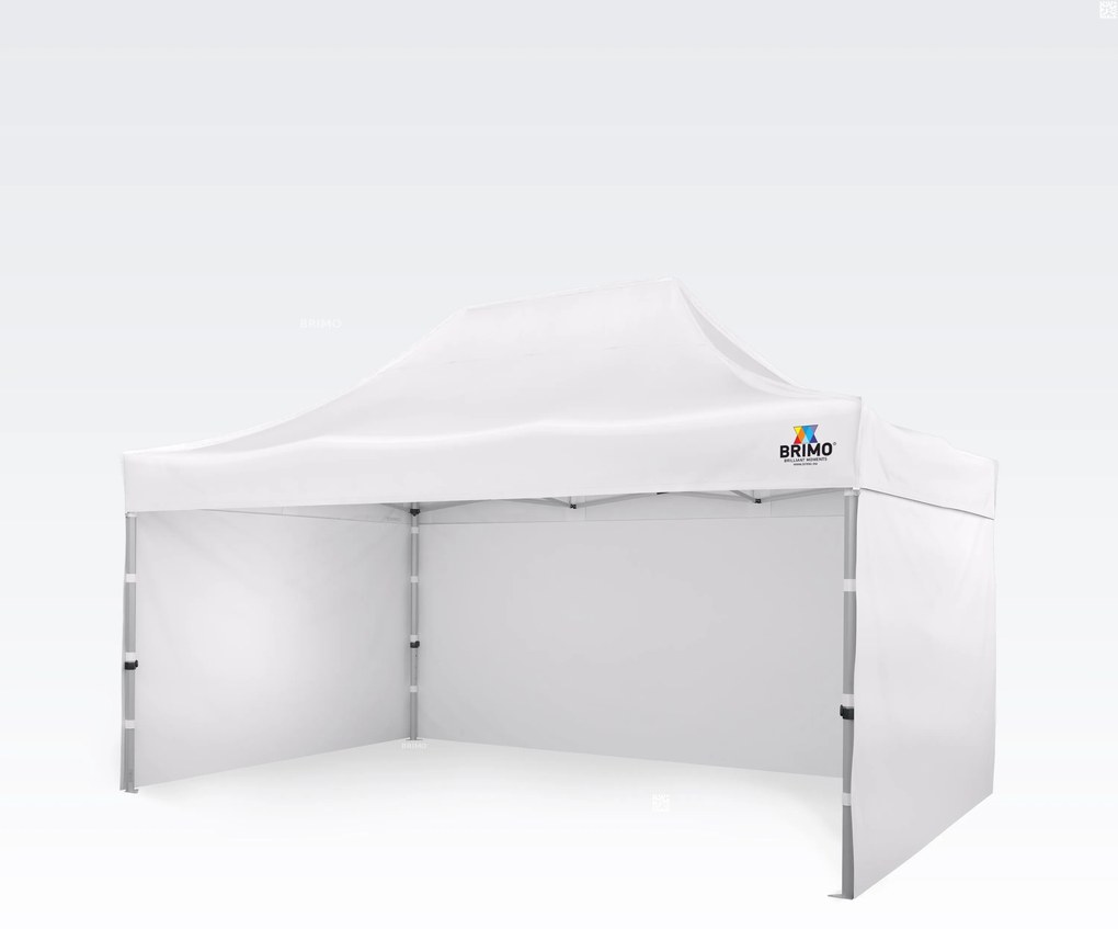 BRIMO Nožnicový párty stan EXCLUSIVE ALU 3x4,5 m s 3 stenami biely