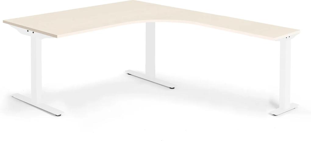 Modulus ergonomický stôl, T-stojan, 1600x2000 mm, biely rám, breza