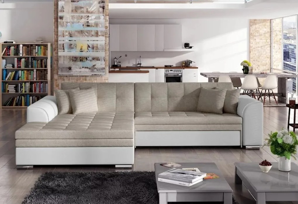 Rohová rozkladacia sedačka SORENTO, 294x80x196, jasmine100/soft017white, ľavá