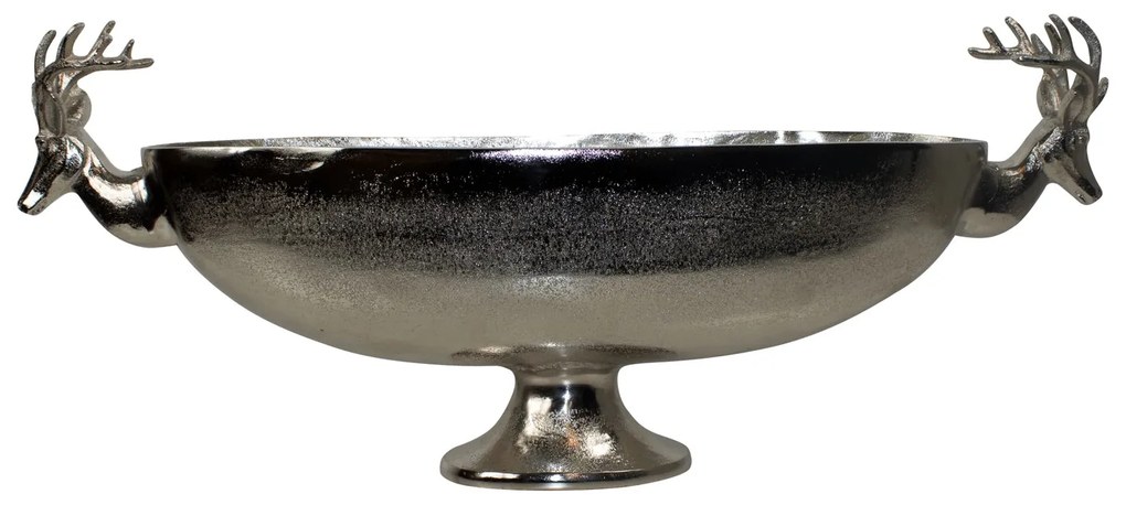 Strieborná kovová oválna misa s jeleňmi - 70 * 14 * 28cm