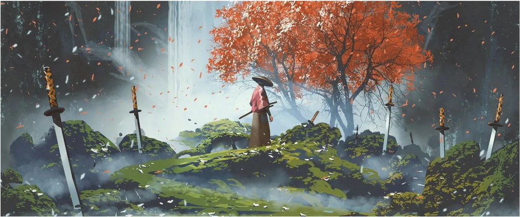 Obraz - Ilustrácie záhrady mečov (120x50 cm)