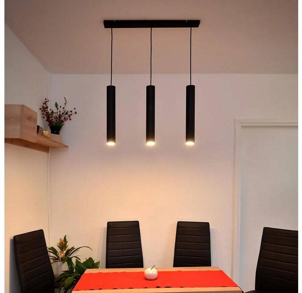 LED Luster na lanku TUBA 3xGU10/4,8W/230V čierna