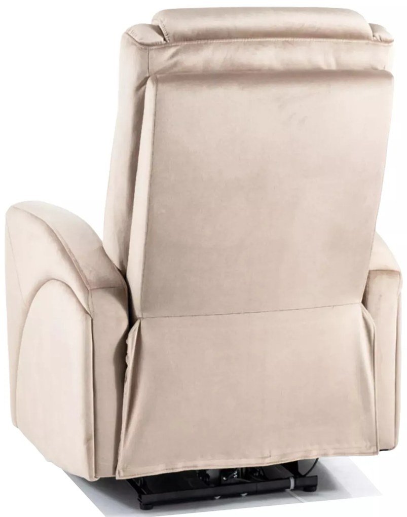 Elektrické polohovací křeslo KRONOS Velvet tmavě béžové
