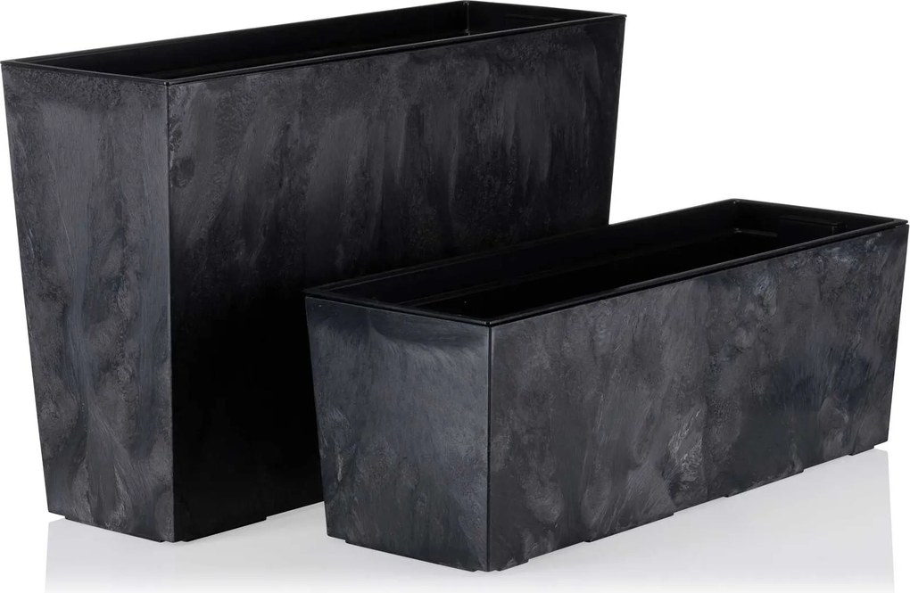 Balkónový truhlík BOUQUET 56 cm čierny betón