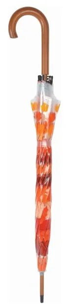 Transparentný tyčový dáždnik Esschert Design Ambiance Birdcage Fall Leaves, ⌀ 93 cm