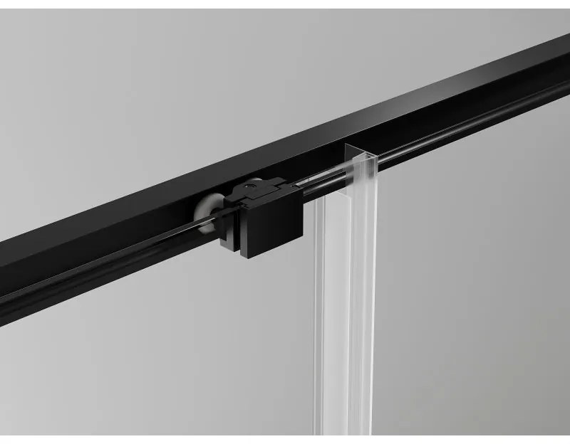 Mexen Exo, sprchovací kút s posuvnými dverami 140 x 85 cm, 6mm číre sklo, čierny profil, 8151-140-085-70-00