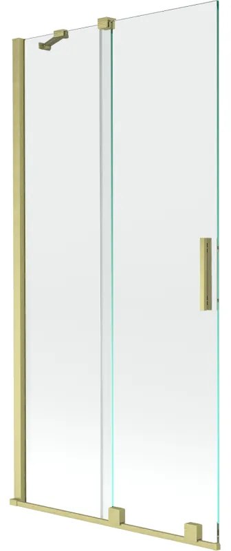 Mexen Velar, 2-krídlová posuvná vaňová zástena 95 x 150 cm, 8mm číre sklo, zlatý matný profil, 896-095-000-01-55