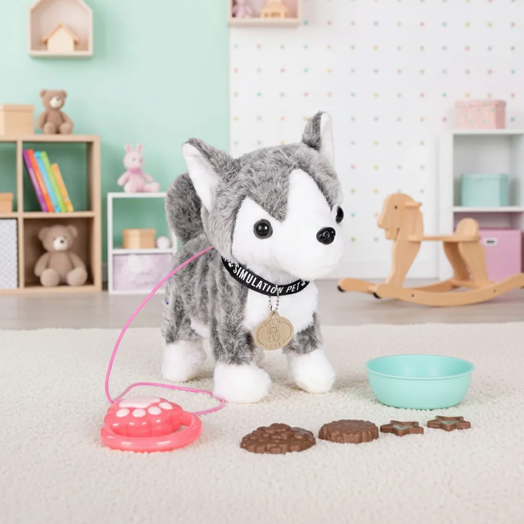 MULTISTORE Interaktívny husky na vôdzke – plyšový psík, chodí, vrtí chvostom, 20+ melódií