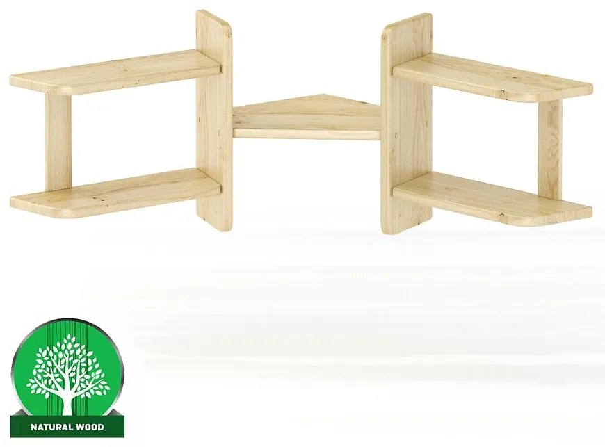 Nástenná polica  SOSNA PK131 77x40x77 cm surová