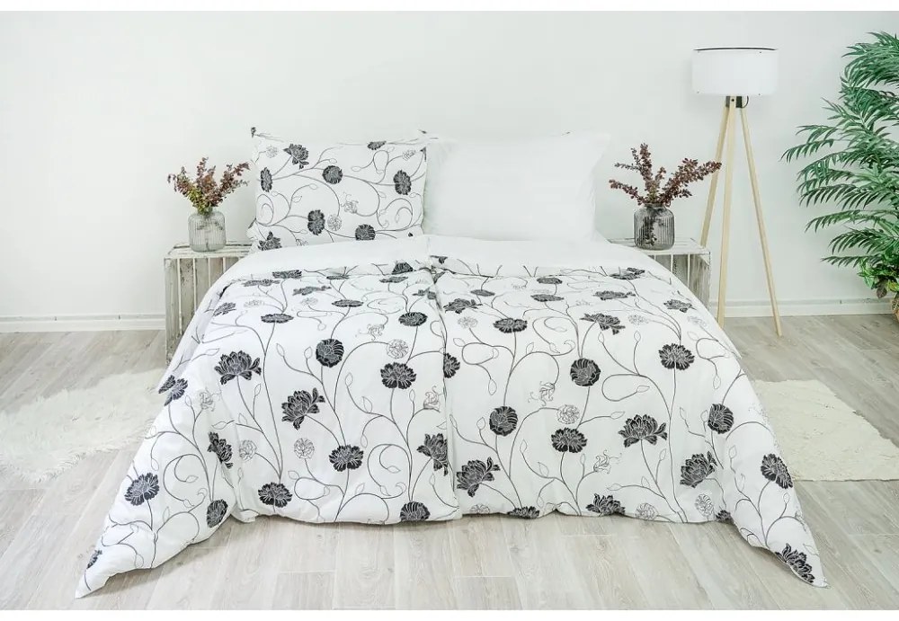 Stanex  obliečky 100% Bavlna Astra čierno-biela 220x240/2x70x90 cm