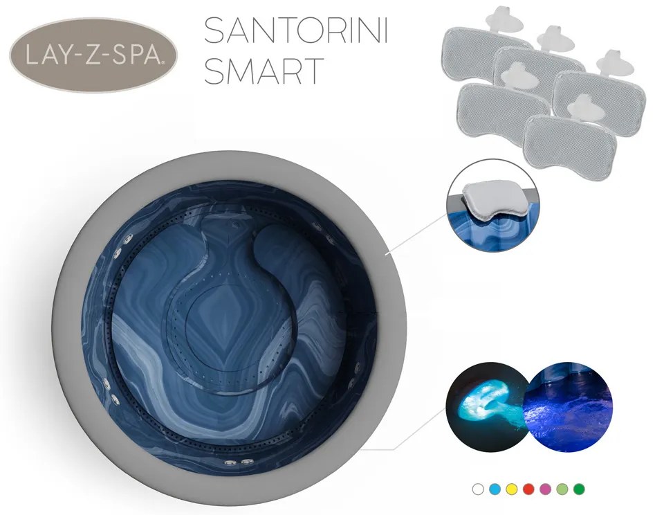 Vírivka Lay-Z-Spa SANTORINI PRO 7 LED hydromassage pre 5-7 osôb Bestway  6001T