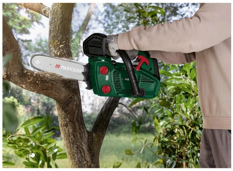 Parkside®  Benzínová píla na ošetrovanie stromov Pbbps 25 A2 + Náhradné pílové reťaze PEK 12 A1 – 12", 2 kusy  (800010860)